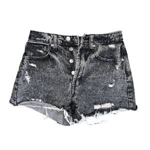 Wild Fable Black Grunge Denim Distressed Cheeky Jean Shorts Size 4 High Rise